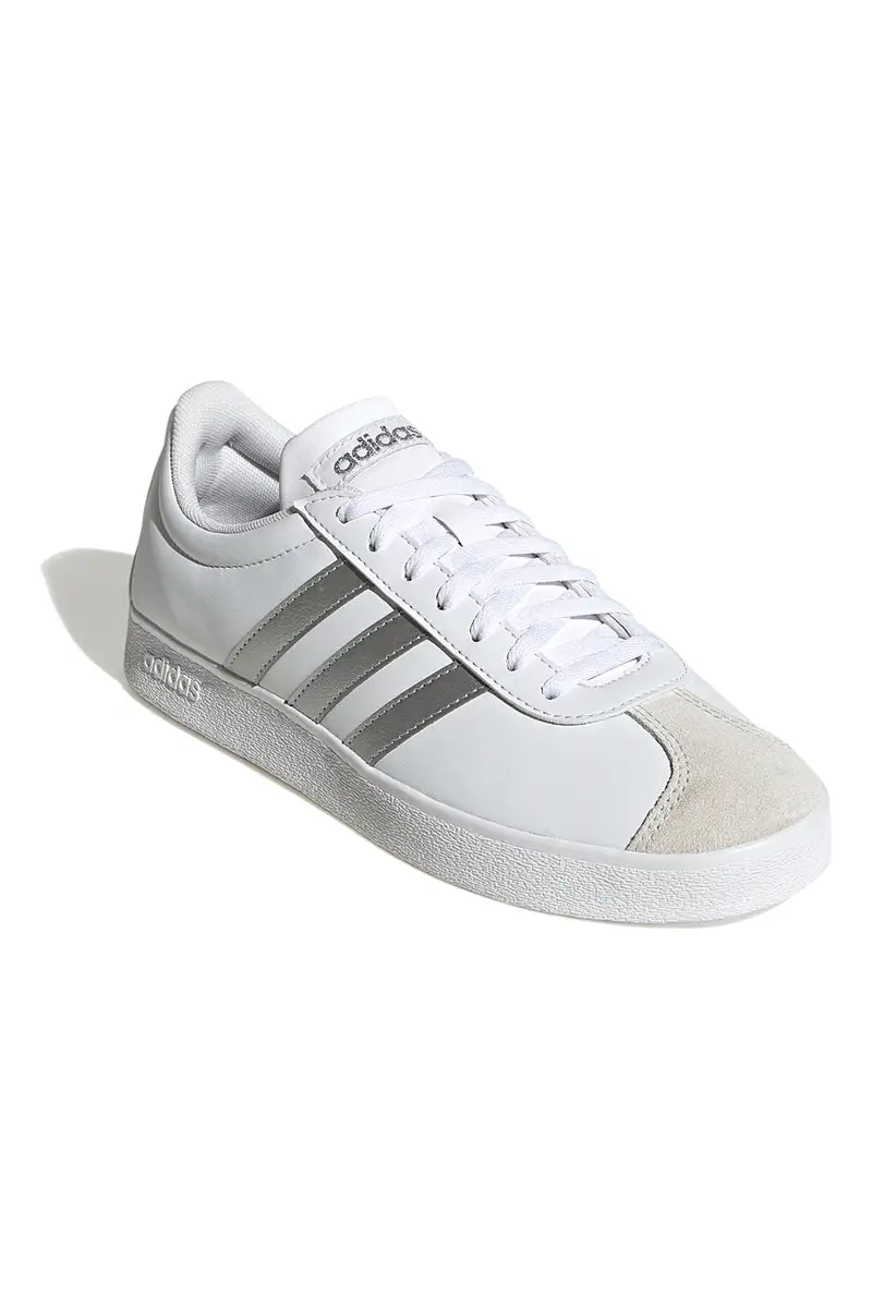 Sneakers Bianche con Bande Argento Adidas VL Court Base miniatura 2