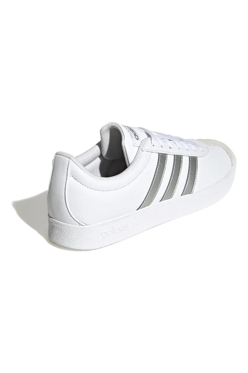 Sneakers Bianche con Bande Argento Adidas VL Court Base miniatura 3