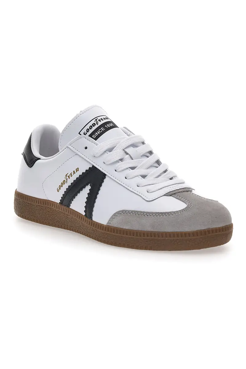 Sneakers Bianche con Bande Nere in Vera Pelle CANGURO GY51001 miniatura 2