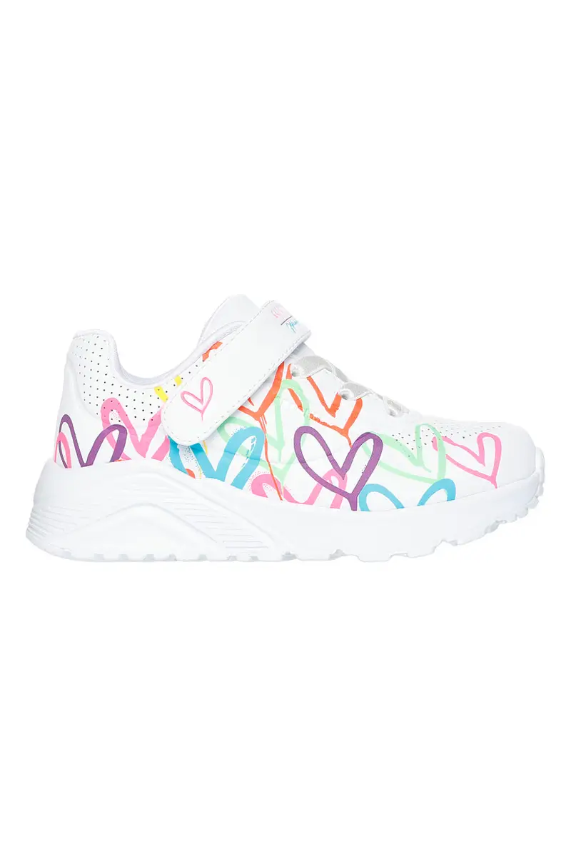 Sneakers bianche con cuori multicolor Skechers Uno Lite Love Levitate