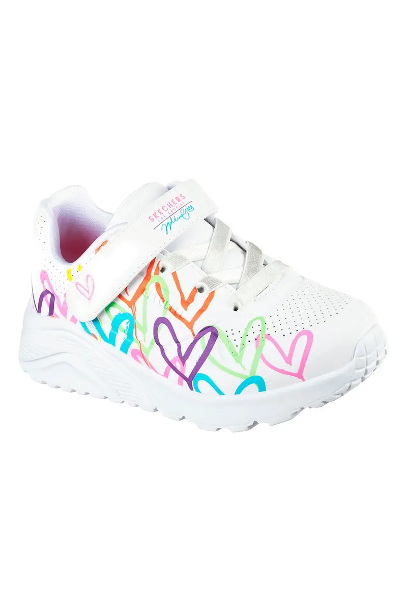 Sneakers bianche con cuori multicolor Skechers Uno Lite Love Levitate miniatura 2
