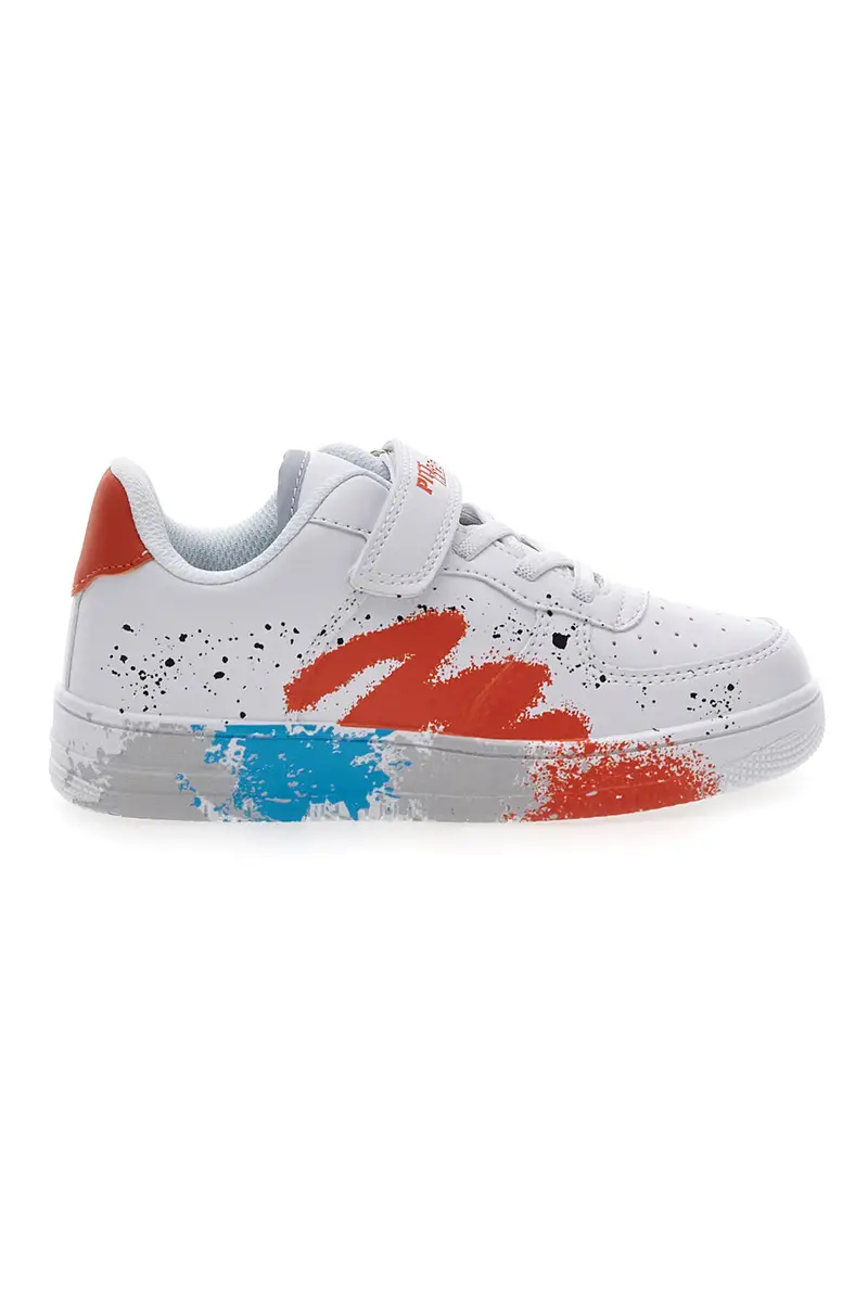 Sneakers Bianche con Dettagli Arancioni e Blu PITT KIDS K191562