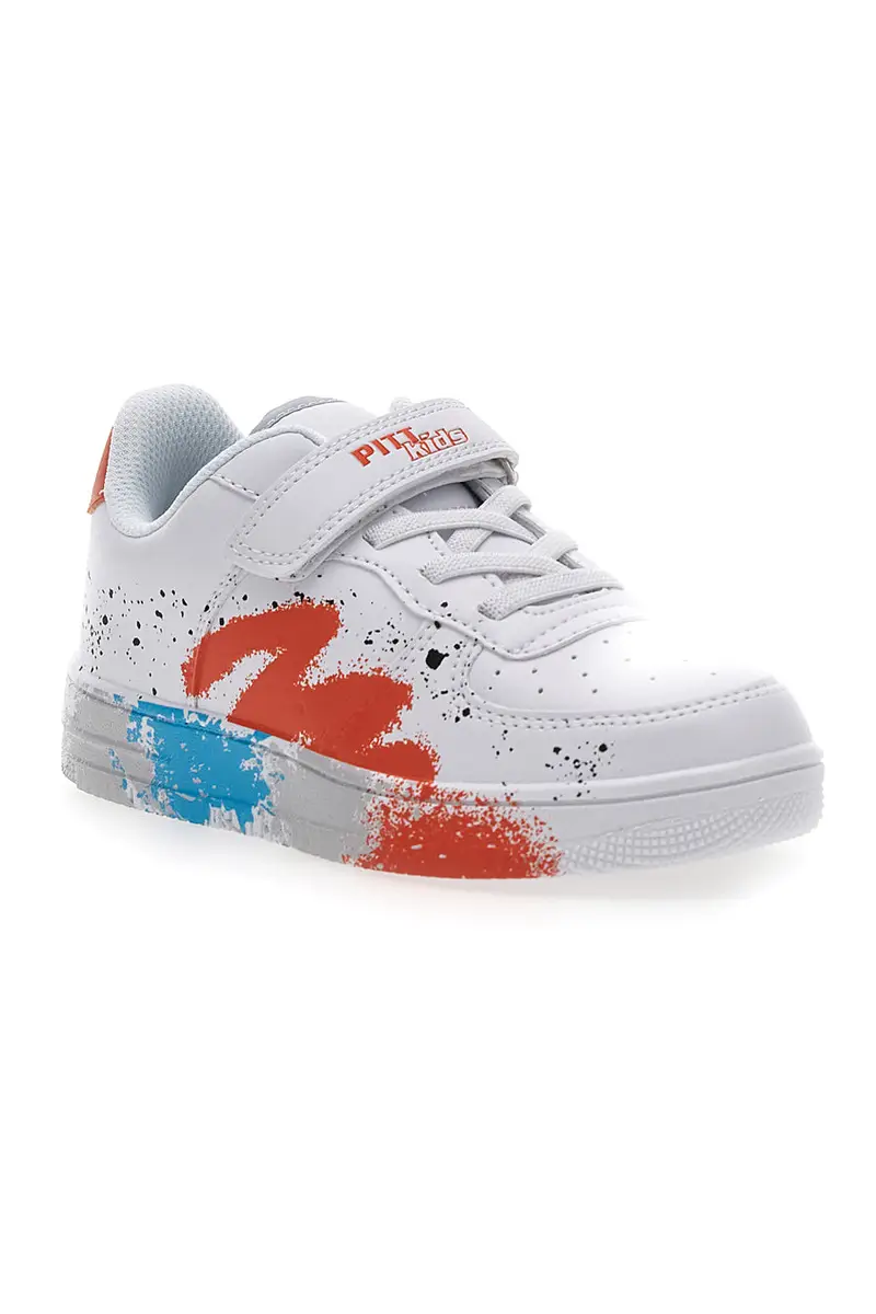 Sneakers Bianche con Dettagli Arancioni e Blu PITT KIDS K191562 miniatura 2