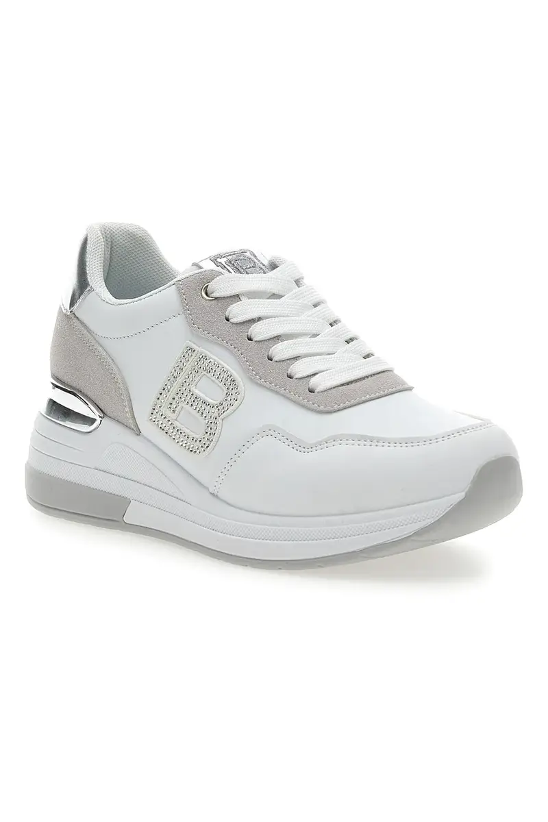 Sneakers Bianche con Dettagli Argentati Laura Biagiotti 8923 miniatura 2