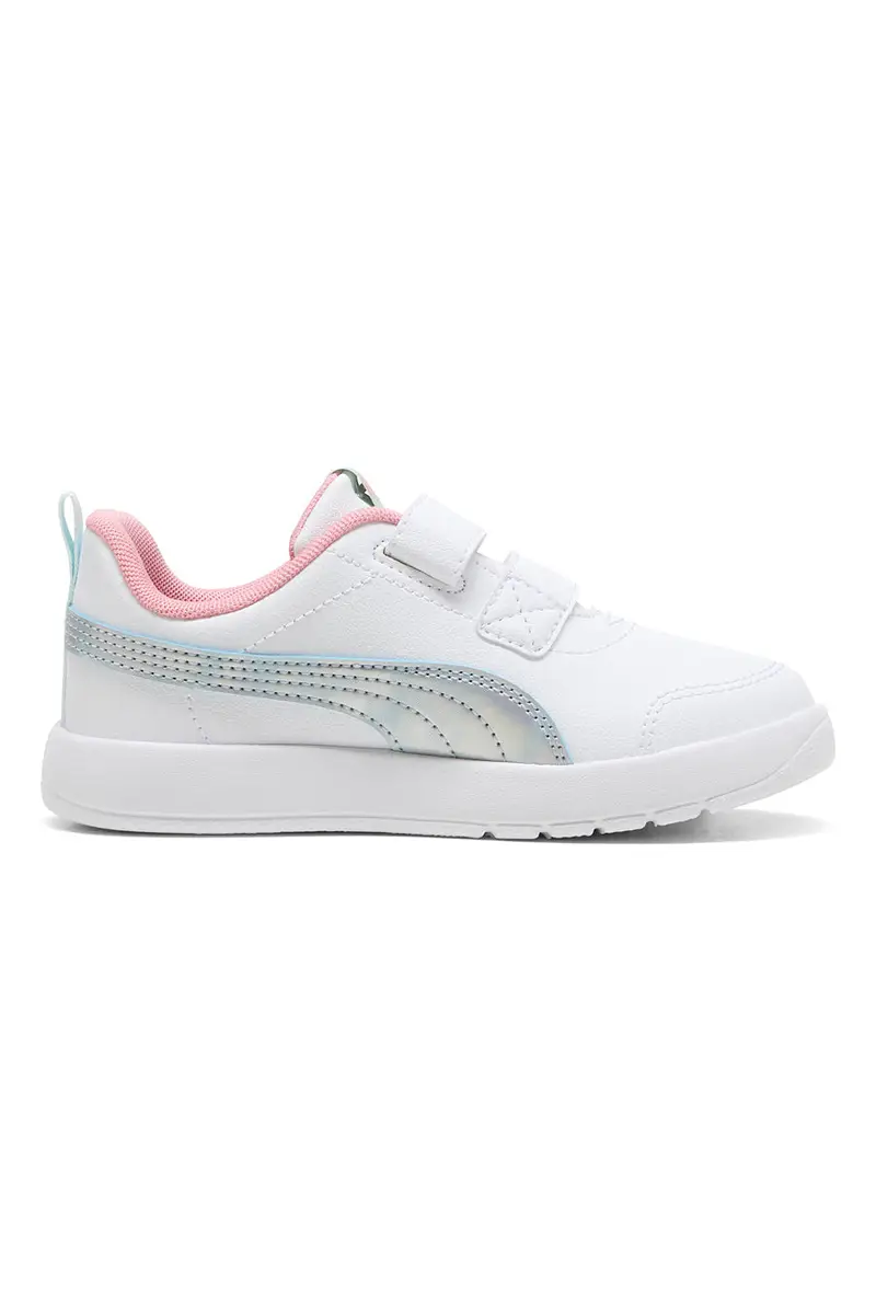 Sneakers bianche con dettagli azzurri e rosa doppio strappo Puma Courtflex V3 Space Belle V PS miniatura 2