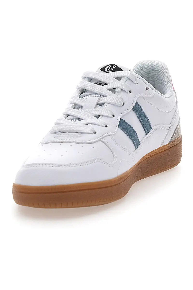 Sneakers Bianche con Dettagli Blu e Rosa e Suola in Gomma Cotton Belt Patricien miniatura 3