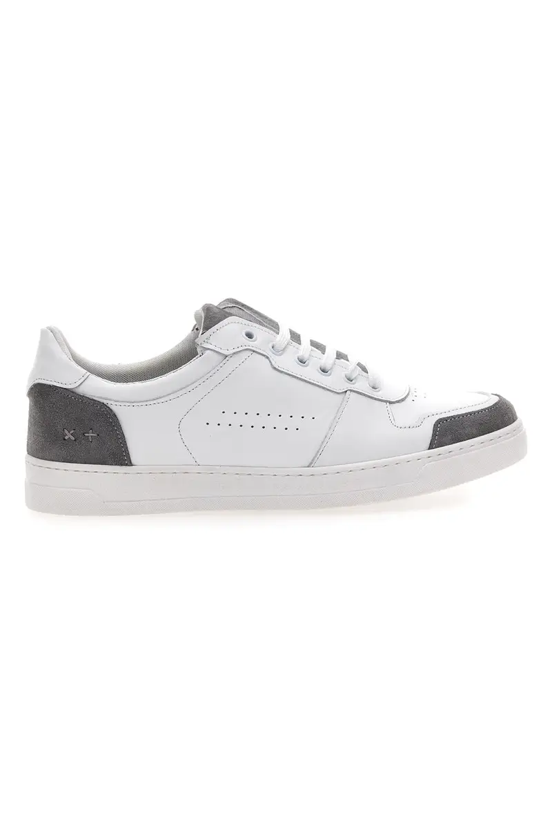 Sneakers Bianche con Dettagli Grigi in Pelle Made in Italy PTR 123