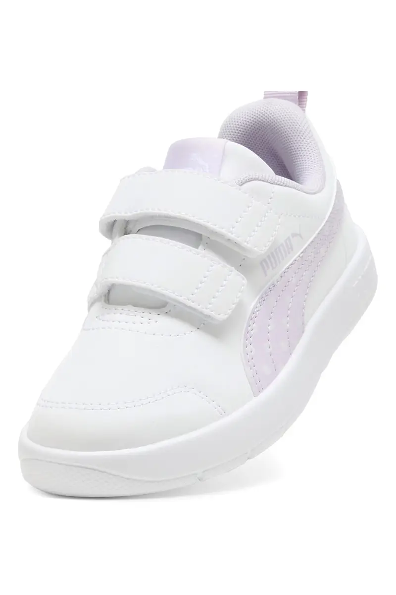 Sneakers Bianche con Dettagli Lilla i Pois e Velcro PUMA Courtflex V3 Dotty V PS miniatura 2