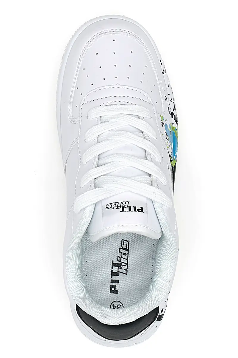 Sneakers Bianche con Dettagli neri Blu Verdi PITT KIDS K191562 miniatura 3