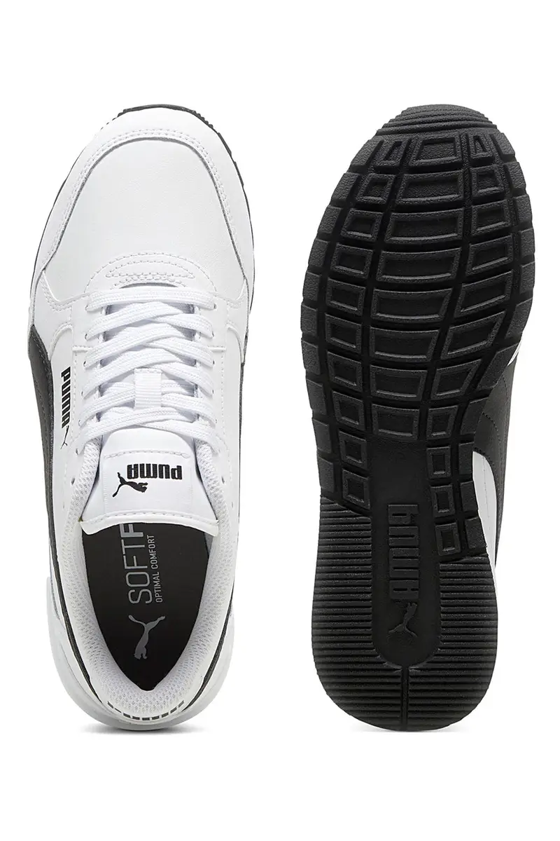 Sneakers bianche con dettagli neri e soletta SoftFoam+ Puma ST Runner v4 L Jr miniatura 3