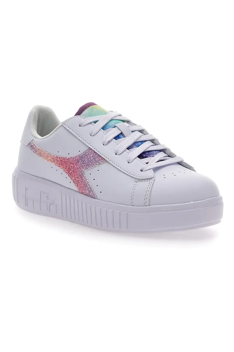 Sneakers Bianche Con Fregio Arcobaleno Diadora Game Step Glow Gs miniatura 2