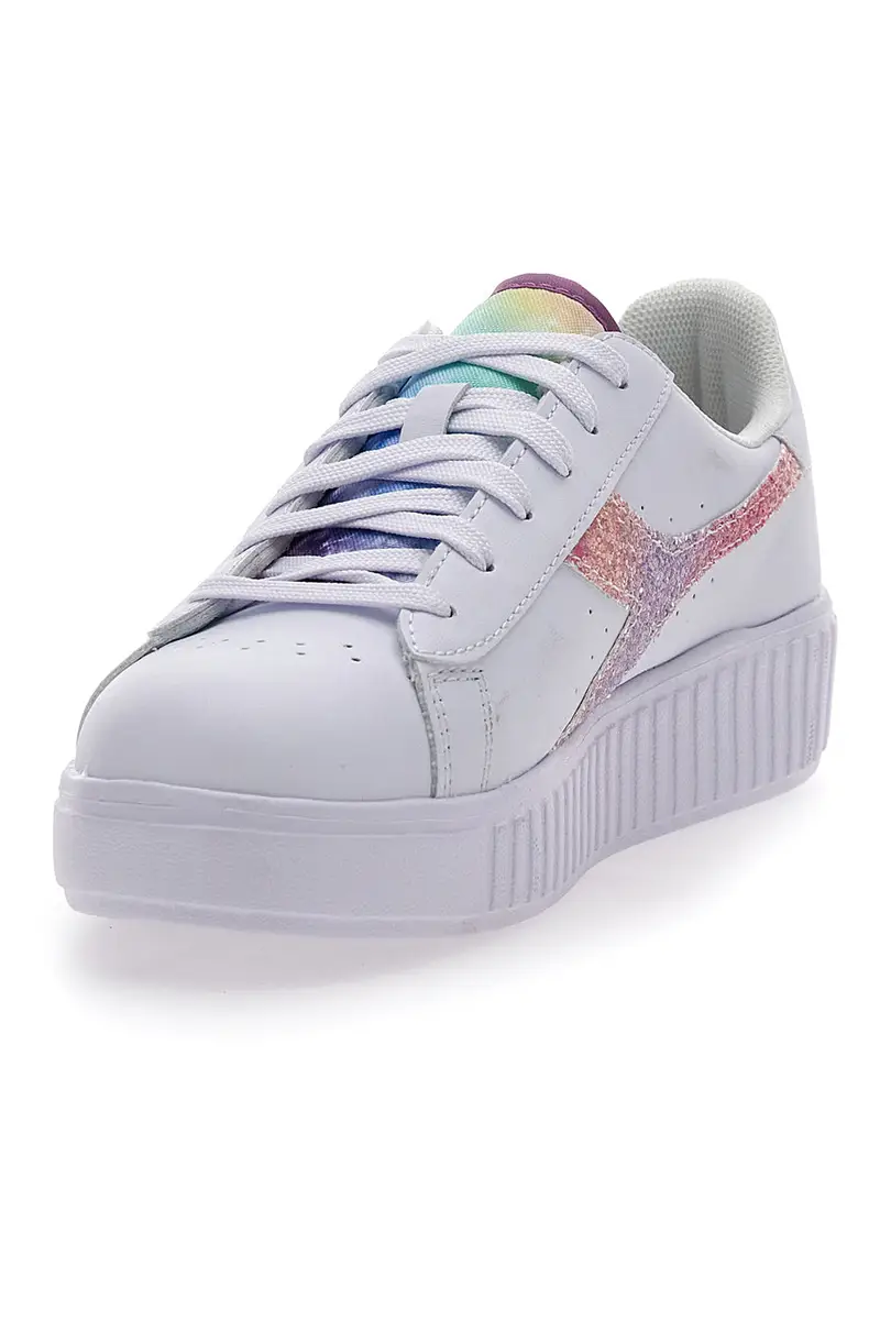 Sneakers Bianche Con Fregio Arcobaleno Diadora Game Step Glow Gs miniatura 3