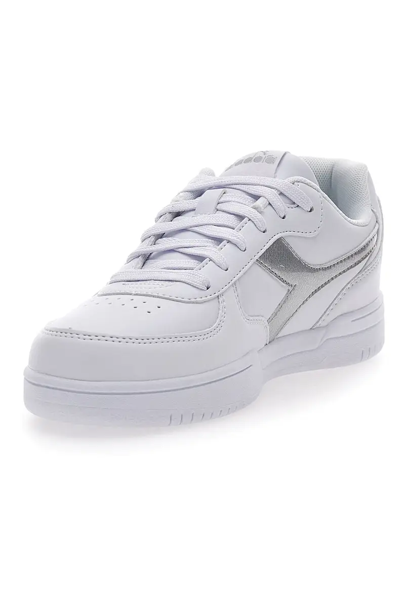 Sneakers Bianche con Fregio Argento Diadora Raptor Low Moon WN miniatura 3