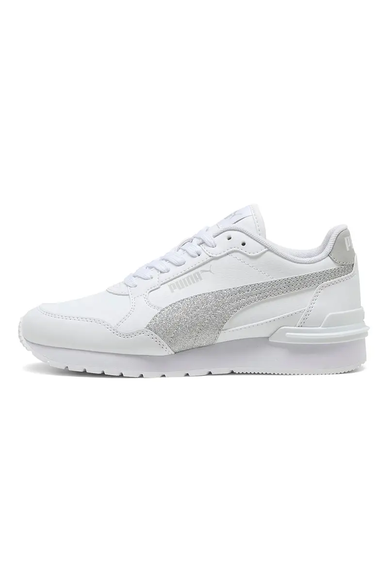 Sneakers bianche con glitter argento Puma ST Runner v4 SL Glitter Jr