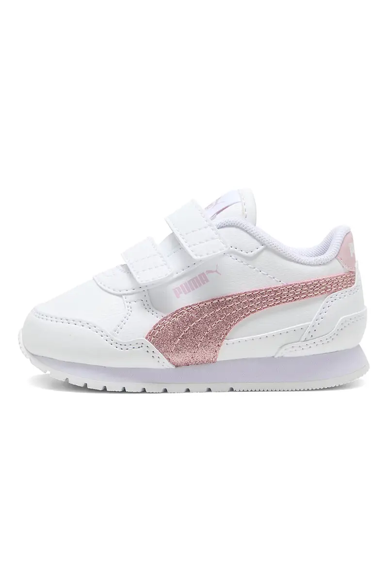 Sneakers bianche con glitter rosa e doppio strappo Puma ST Runner v4 SL GlitterV Inf