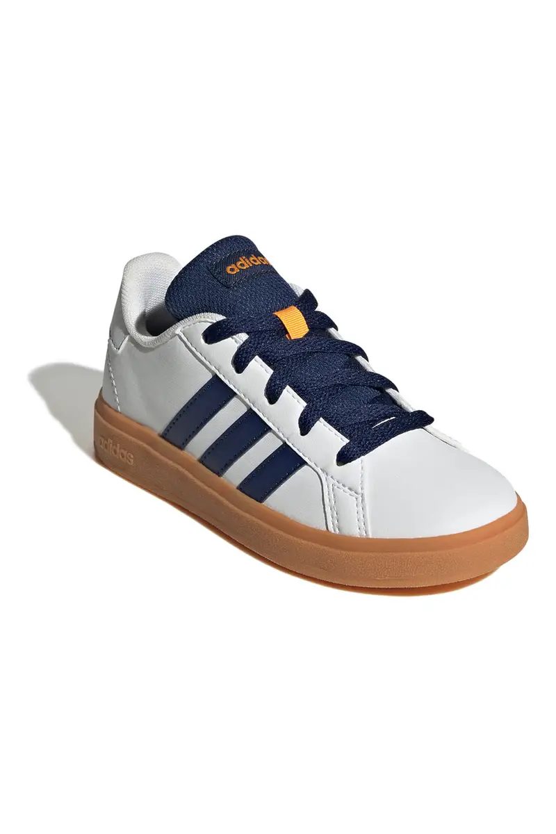Sneakers Bianche con Lacci e Bande Laterali Blu Adidas GRAND COURT 2.0 K miniatura 2