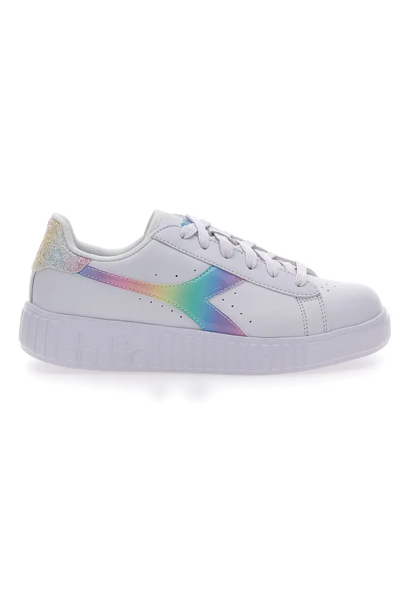 Sneakers Bianche con Logo Arcobaleno Diadora game Step Bloom