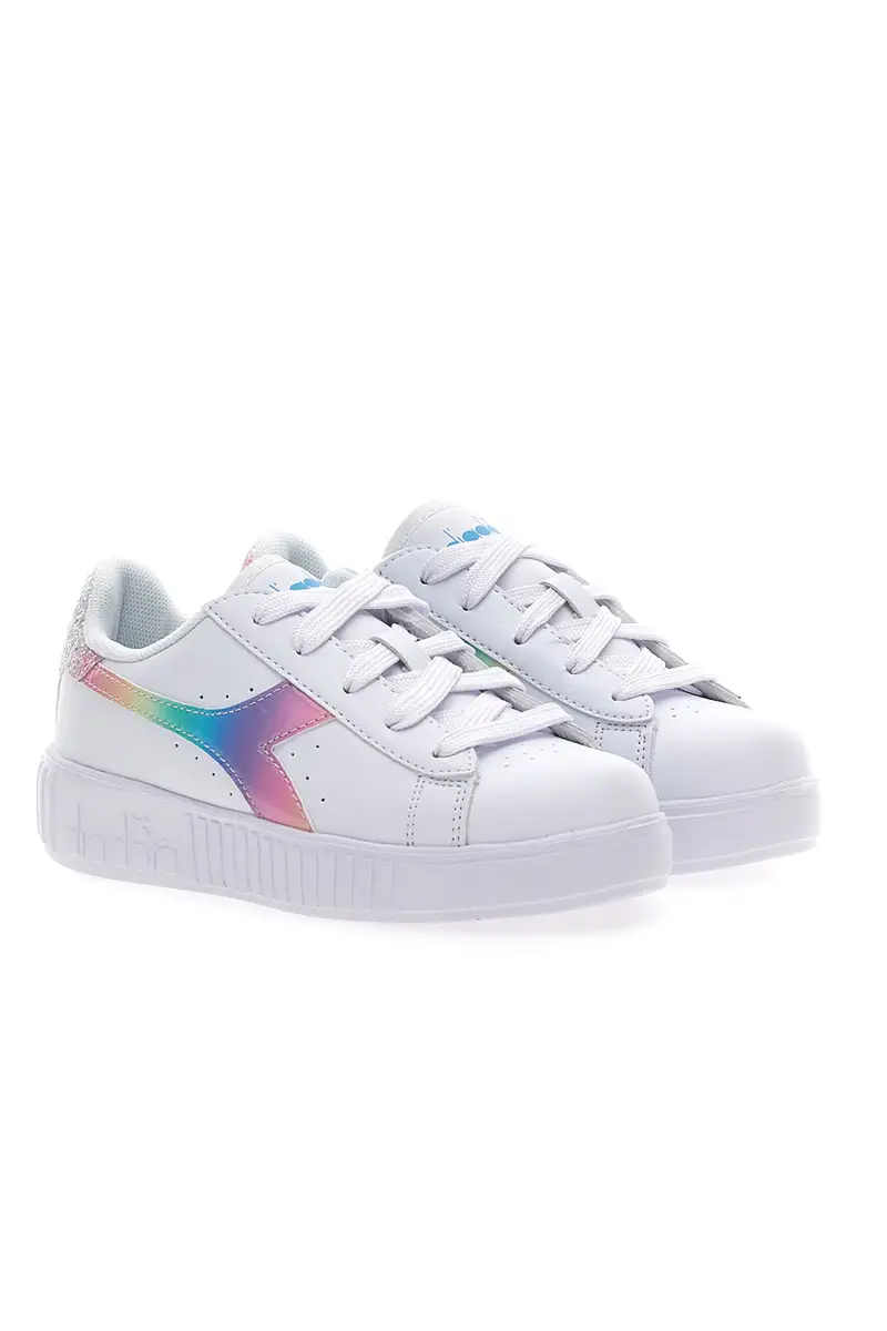 Sneakers Bianche con Logo Arcobaleno DIADORA GAME STEP BLOOM PS miniatura 2