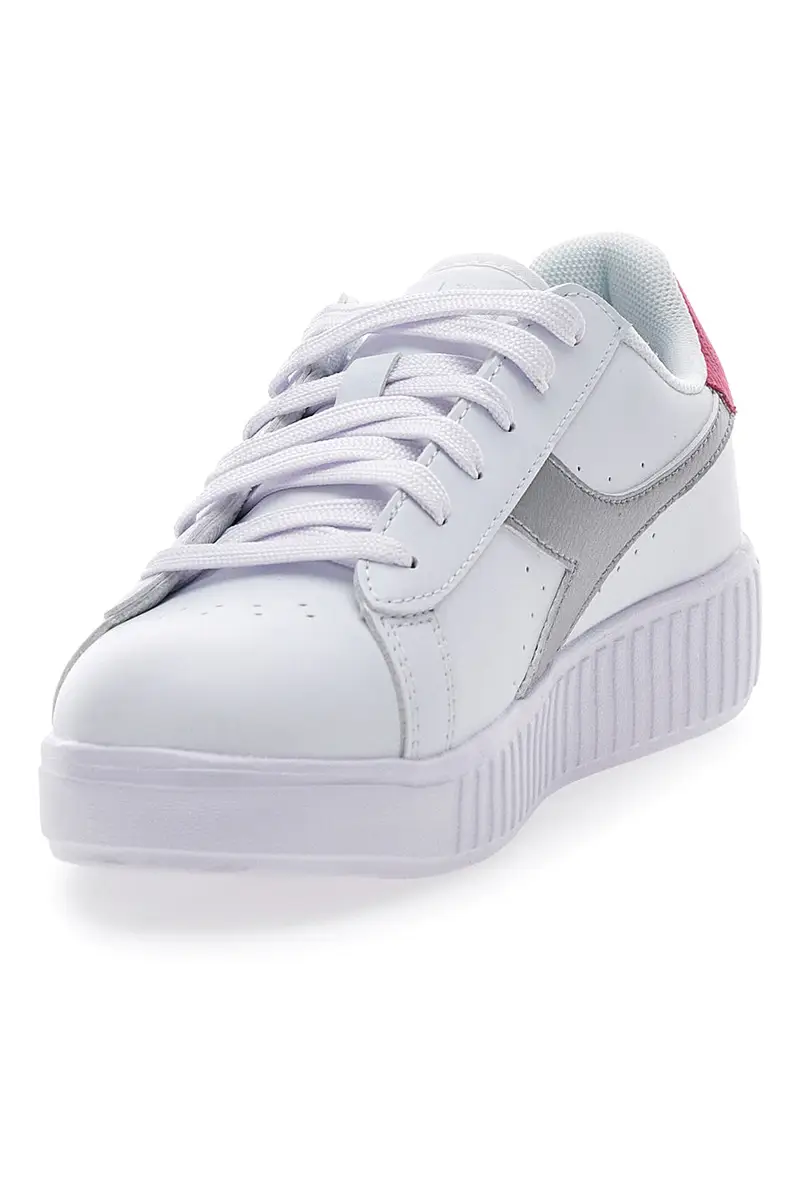 Sneakers Bianche con Logo Argento DIADORA GAME STEP METAL GS miniatura 3