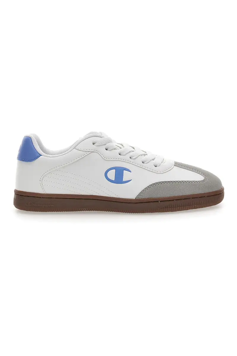 Sneakers Bianche con Logo Azzurro e Suola in Gomma CHAMPION PRESTIGE MIX MATERIAL