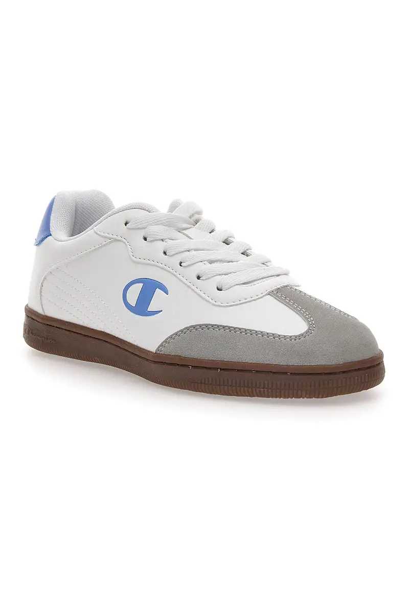Sneakers Bianche con Logo Azzurro e Suola in Gomma CHAMPION PRESTIGE MIX MATERIAL miniatura 2