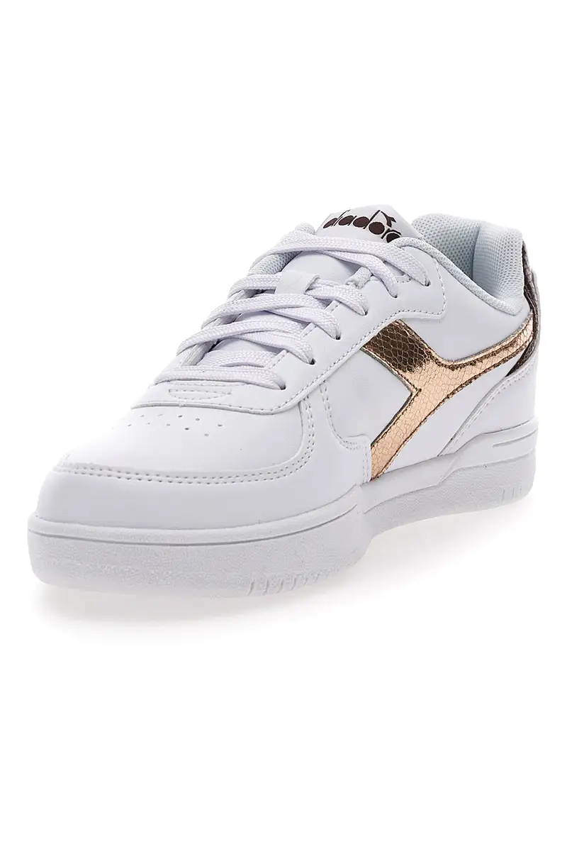 Sneakers Bianche con logo dorato DIADORA RAPTOR LOW CRYSTAL WN miniatura 3