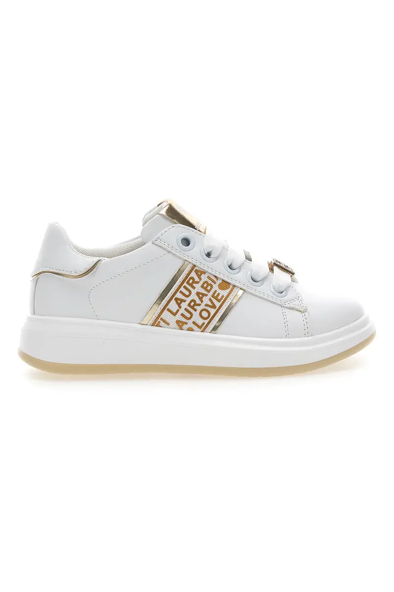 Sneakers Bianche con Logo Dorato LAURA BIAGIOTTI L8945
