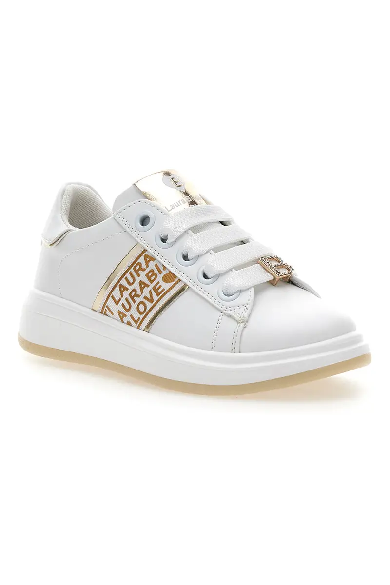 Sneakers Bianche con Logo Dorato LAURA BIAGIOTTI L8945 miniatura 2