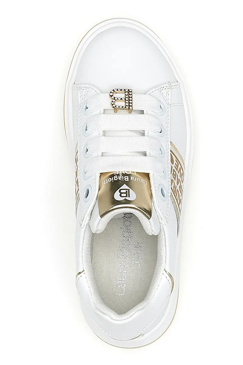 Sneakers Bianche con Logo Dorato LAURA BIAGIOTTI L8945 miniatura 3