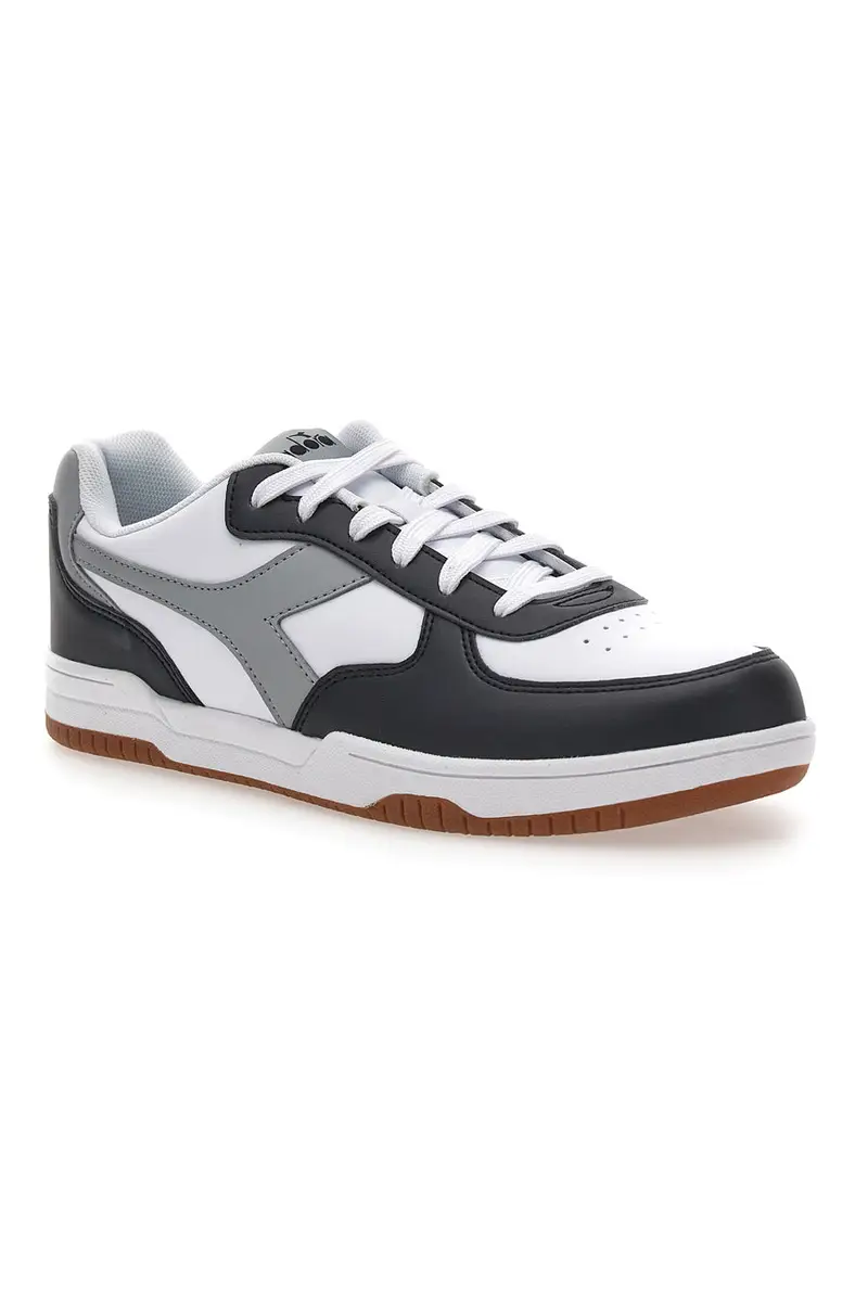 Sneakers Bianche con logo Grigio e Dettagli Neri DIADORA RAPTOR LOW miniatura 2