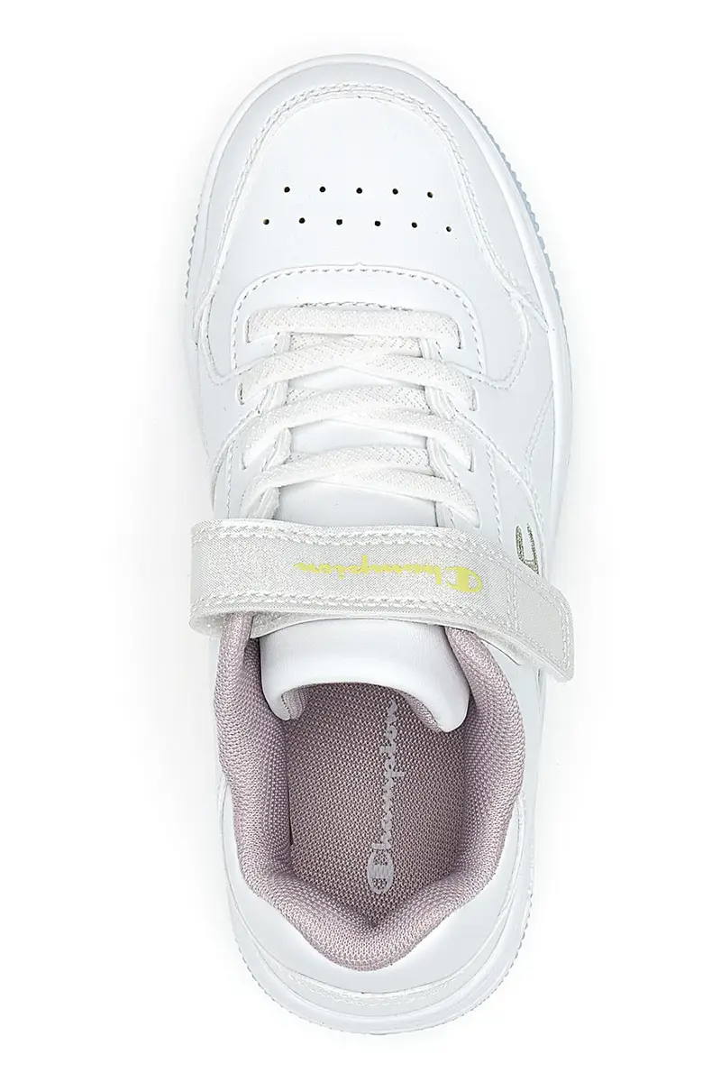 Sneakers bianche con logo laterale e suola azzurra Champion RD18 Low G PS miniatura 3