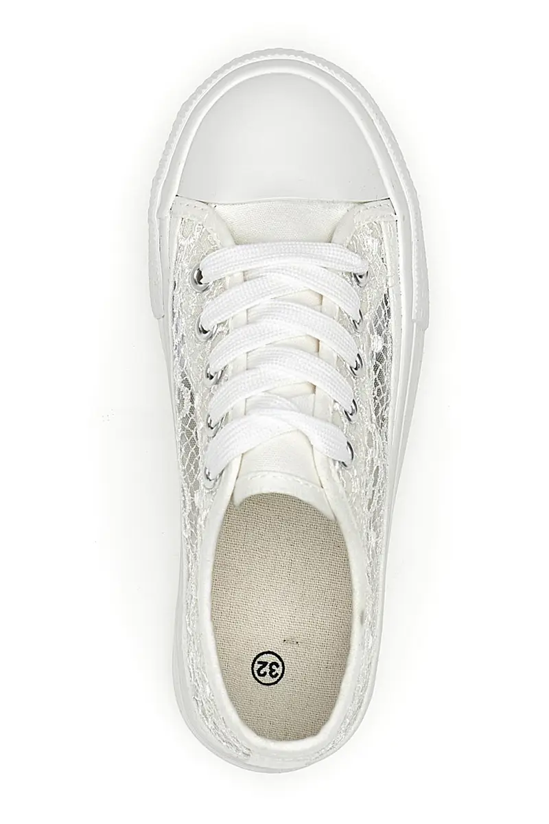 Sneakers bianche con pizzo suola flatform ENERGY E111 miniatura 3