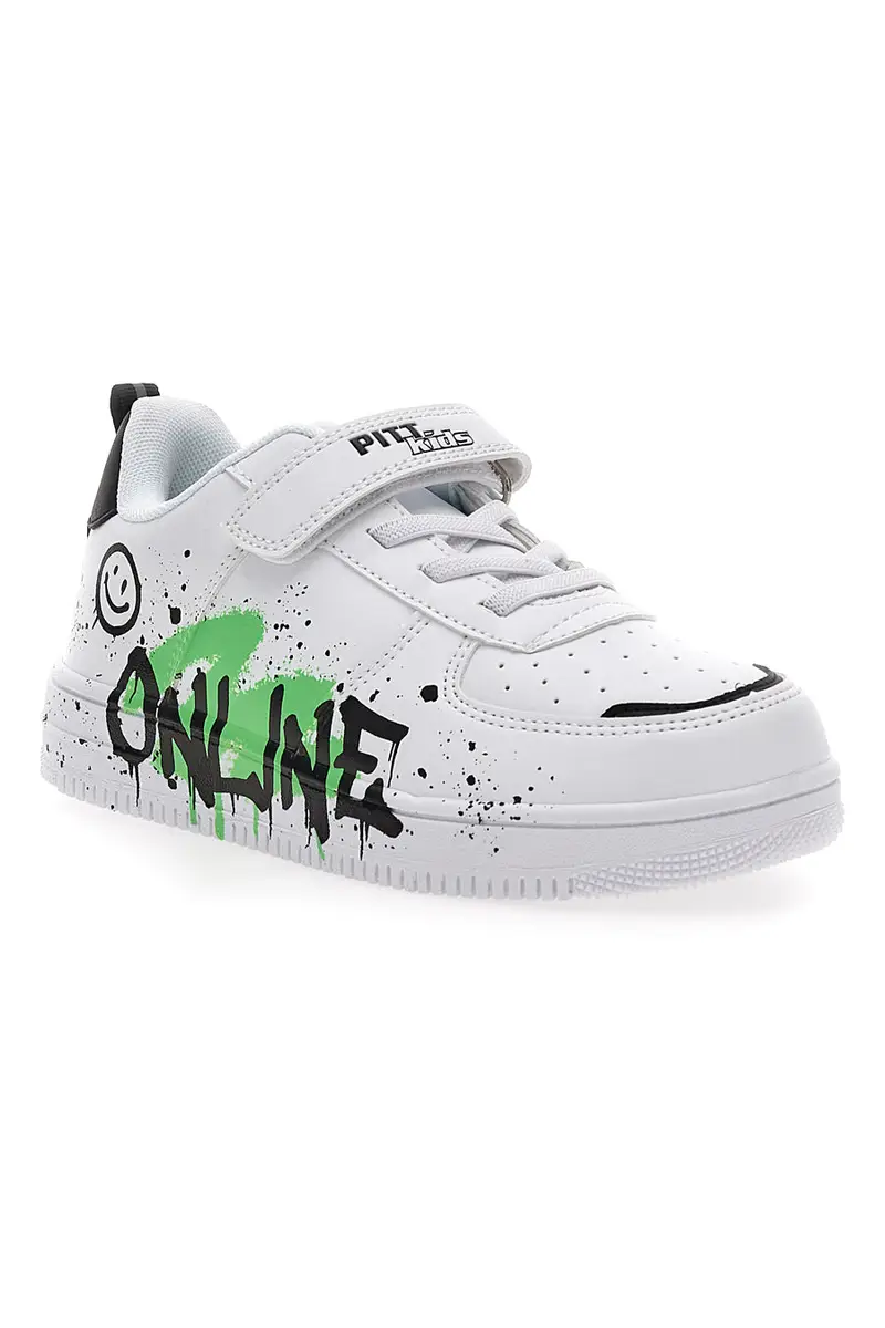 Sneakers bianche con stampa colorata Pitt Kids K22355 miniatura 2