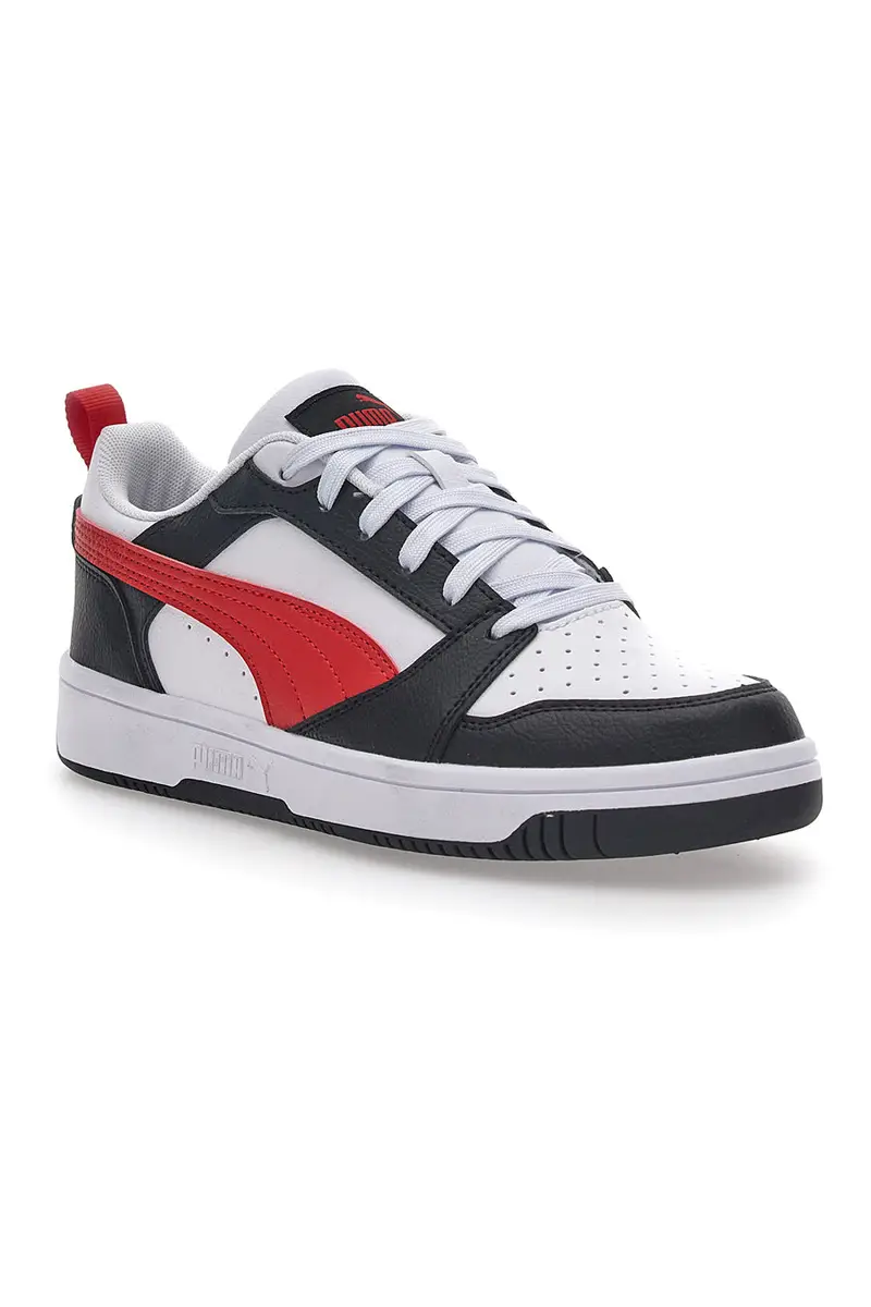 Sneakers Bianche Con Stringa Rossa Laterale Puma Rebound V6 LO JR miniatura 2