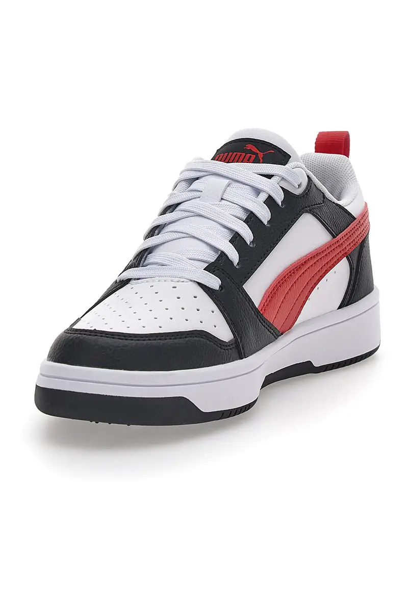 Sneakers Bianche Con Stringa Rossa Laterale Puma Rebound V6 LO JR miniatura 3