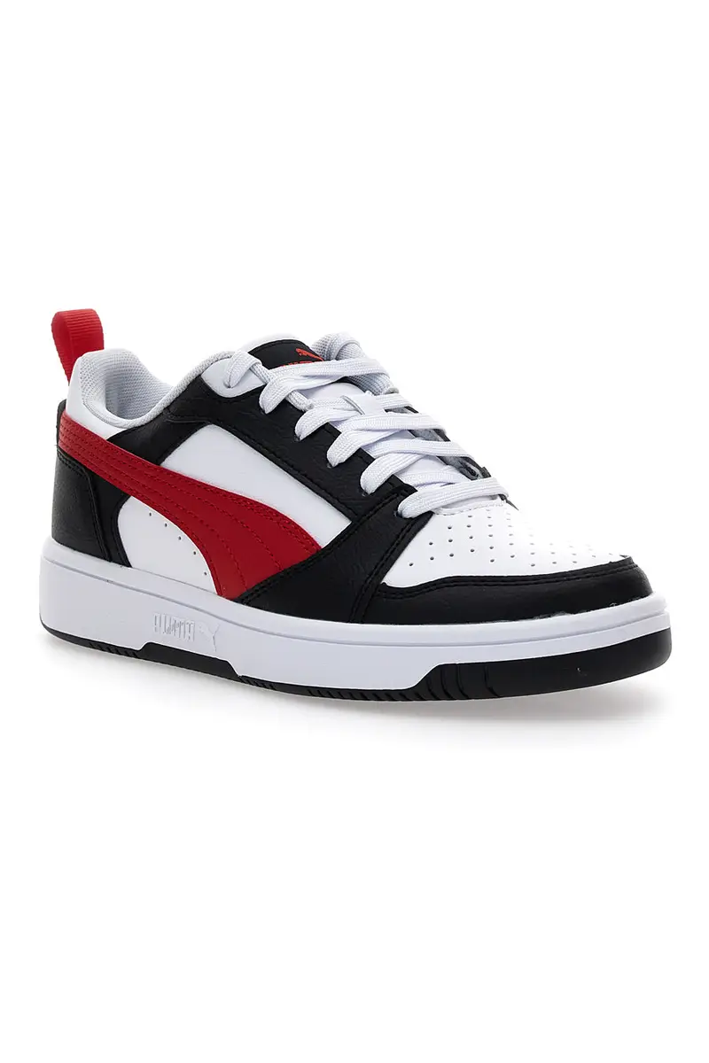 Sneakers Bianche Con Stringa Rossa Laterale Puma Rebound V6 LO JR miniatura 2