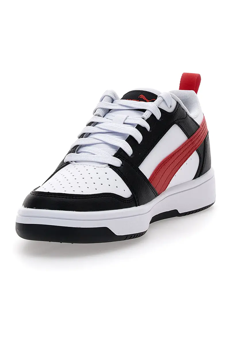 Sneakers Bianche Con Stringa Rossa Laterale Puma Rebound V6 LO JR miniatura 3