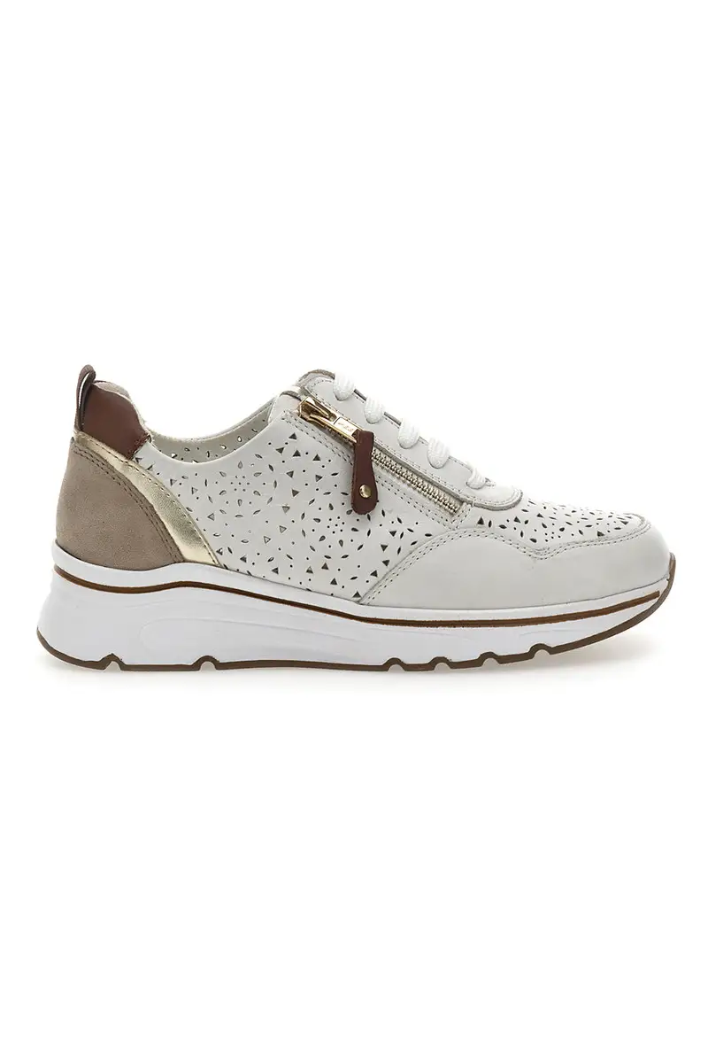Sneakers Bianche con Tomaia in Pelle Traforata PRIMA RIGA 21464GLAM