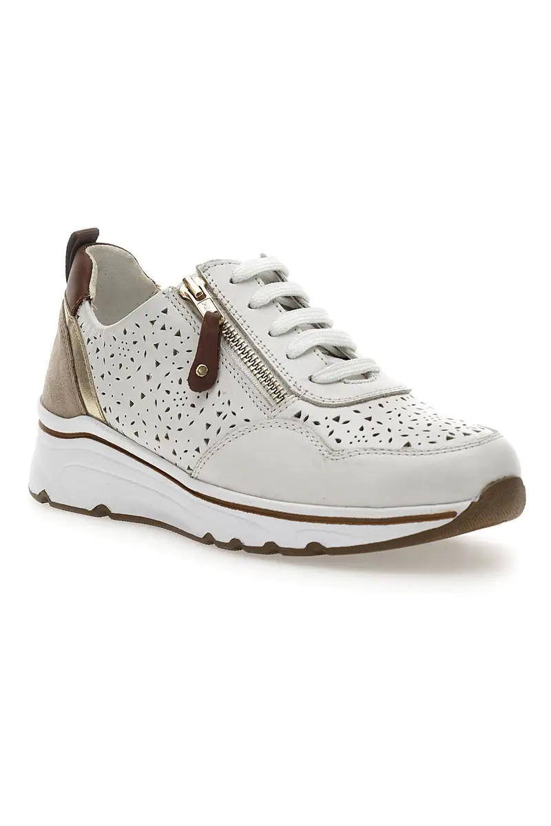 Sneakers Bianche con Tomaia in Pelle Traforata PRIMA RIGA 21464GLAM miniatura 2