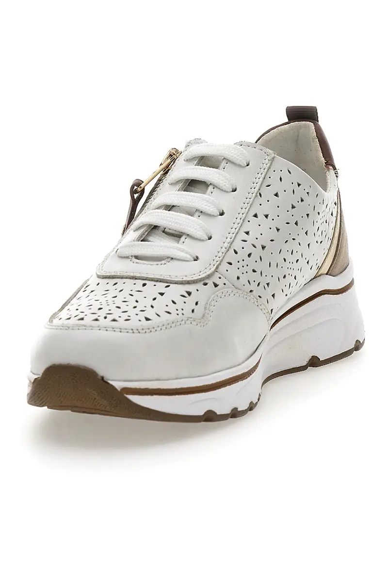 Sneakers Bianche con Tomaia in Pelle Traforata PRIMA RIGA 21464GLAM miniatura 3
