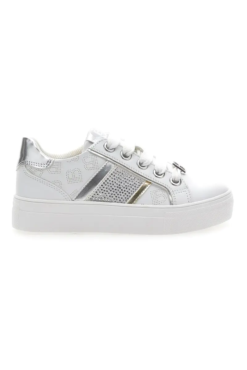 Sneakers Bianche con Tomaia Liscia e Dettagli Glitterati LAURA BIAGIOTTI L8327