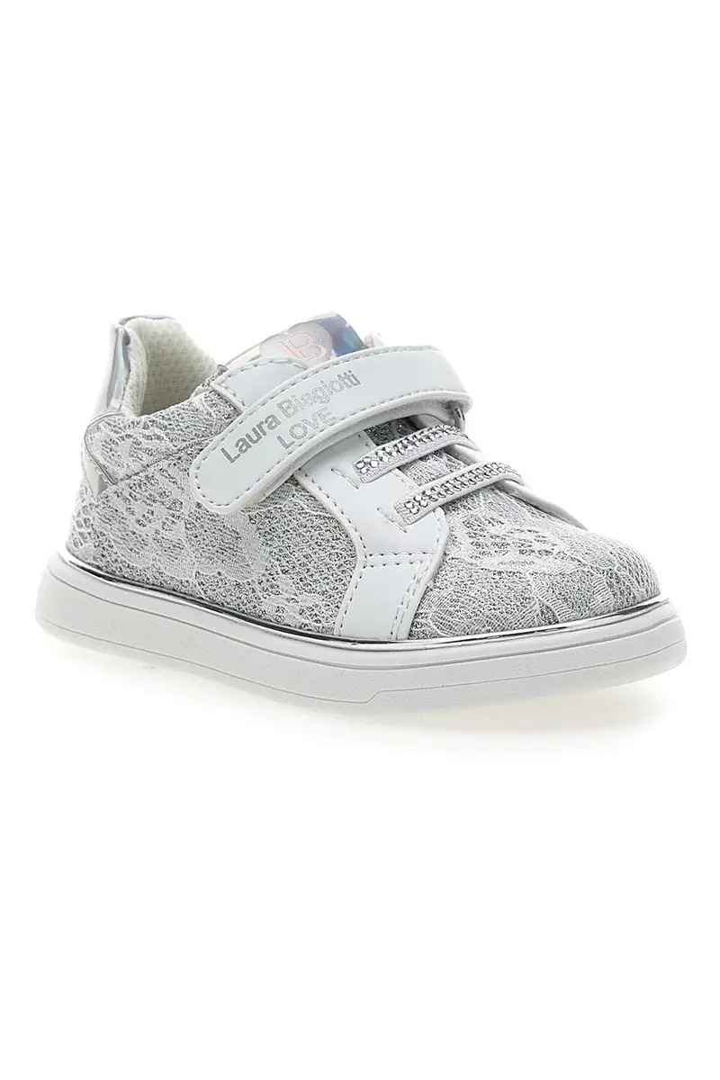 Sneakers Bianche e Argento con Velcro LAURA BIAGIOTTI AG17132 miniatura 2