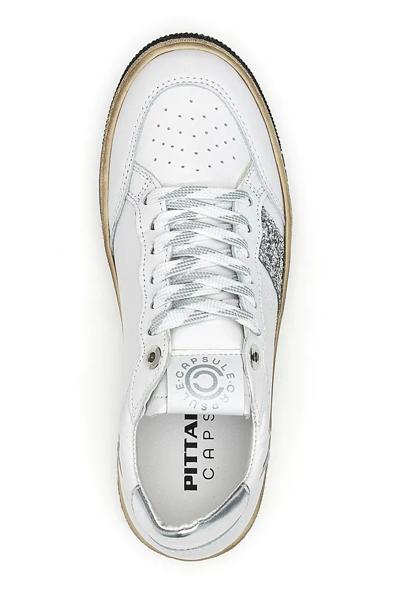 Sneakers bianche e argento in pelle con dettagli glitter Pittarello Capsule Kelly miniatura 3