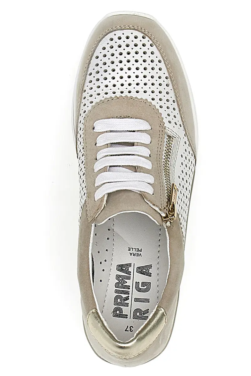 Sneakers Bianche e Beige Prima Riga 21668FAST miniatura 3
