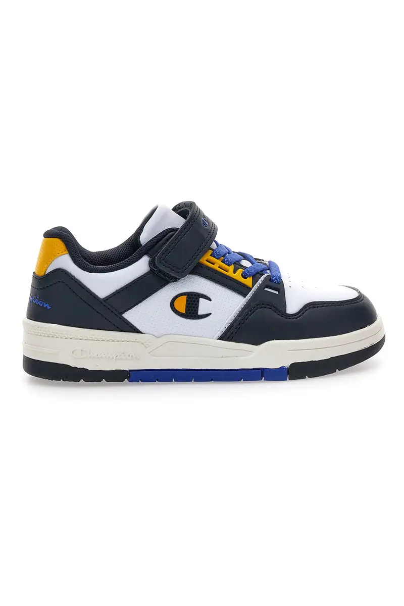 Sneakers bianche e blu con dettagli gialli Champion RD18 Heritage Evolve B PS