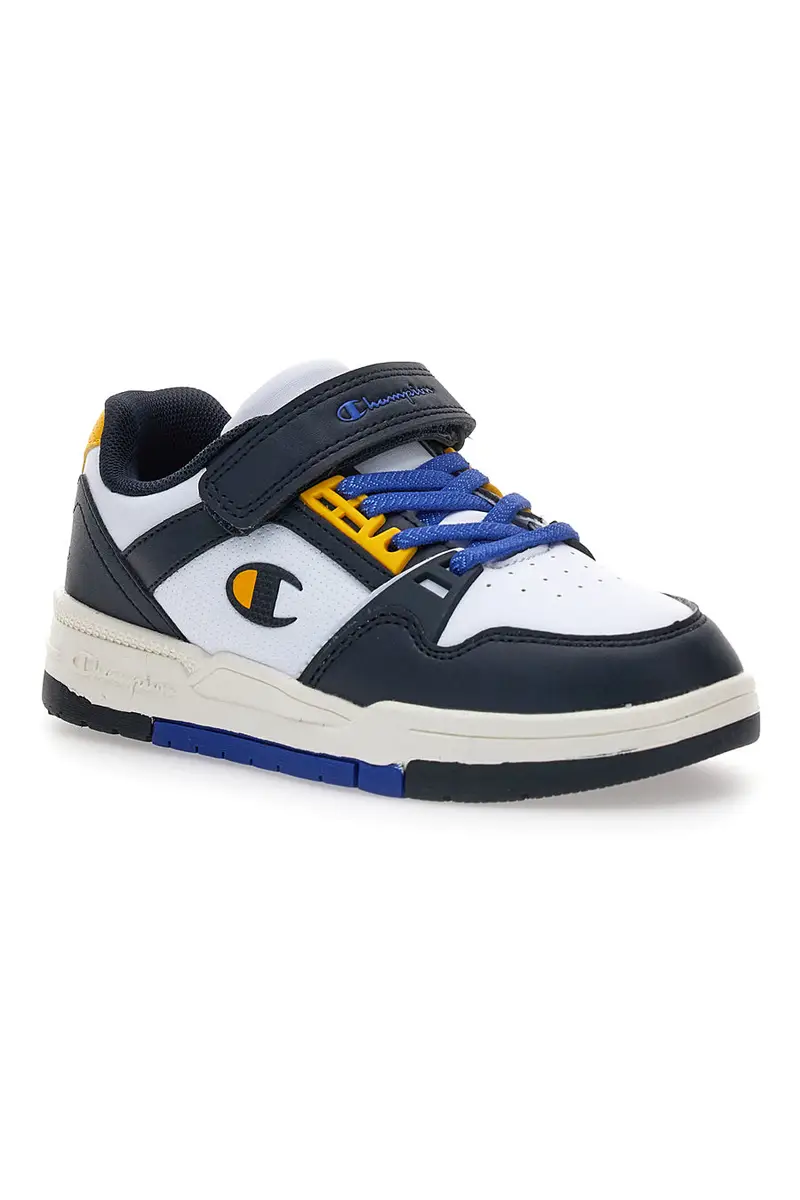 Sneakers bianche e blu con dettagli gialli Champion RD18 Heritage Evolve B PS miniatura 2