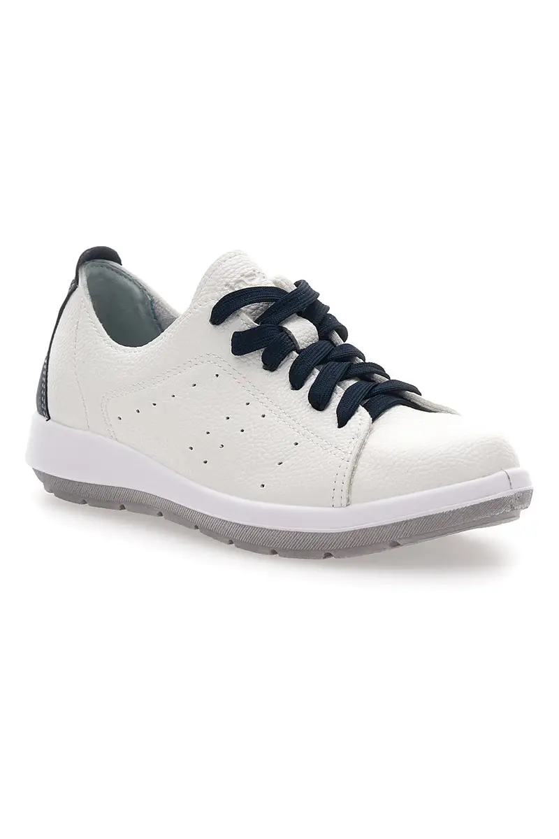Sneakers Bianche e Blu Con Sottopiede in Vera Pelle Inblu 51 Wg miniatura 2