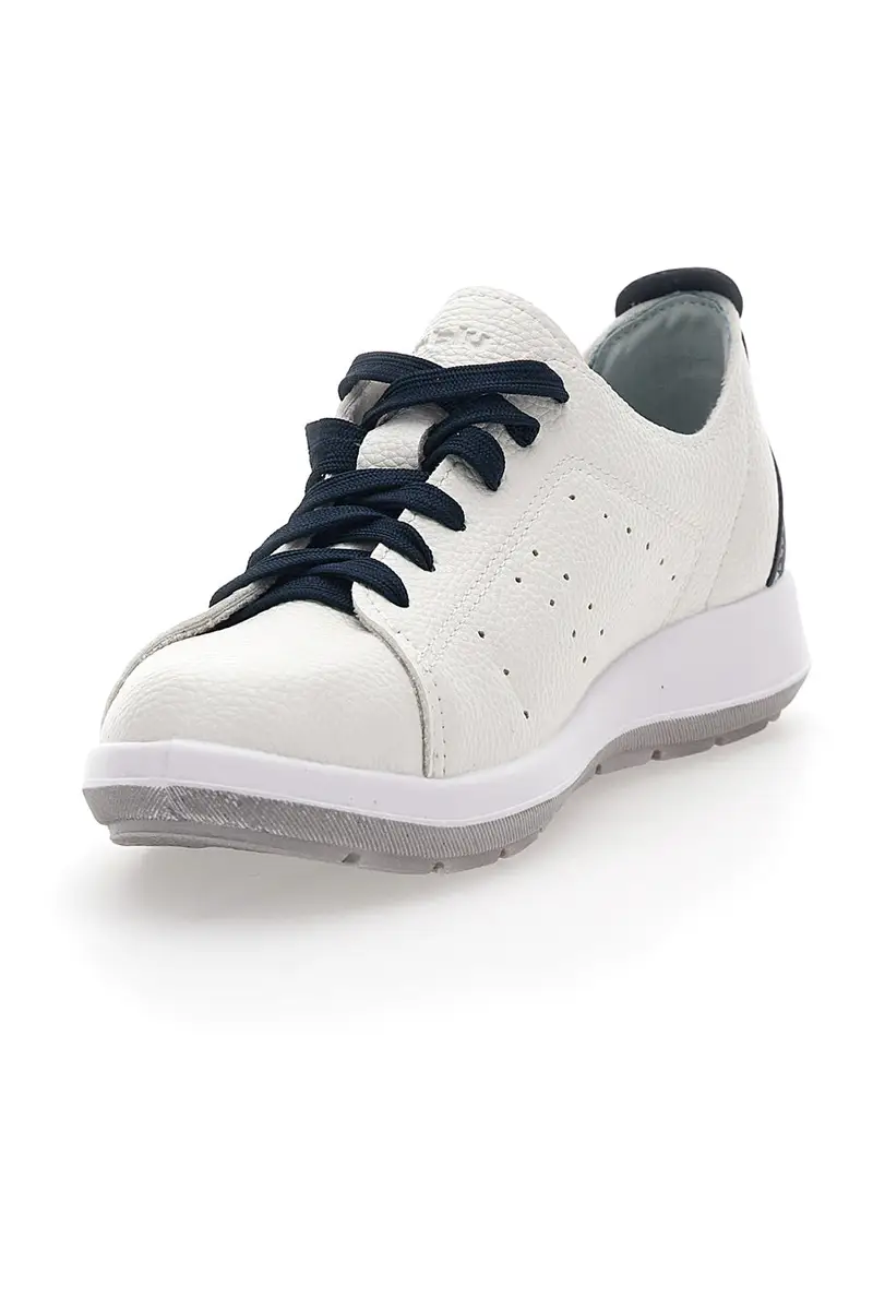 Sneakers Bianche e Blu Con Sottopiede in Vera Pelle Inblu 51 Wg miniatura 3
