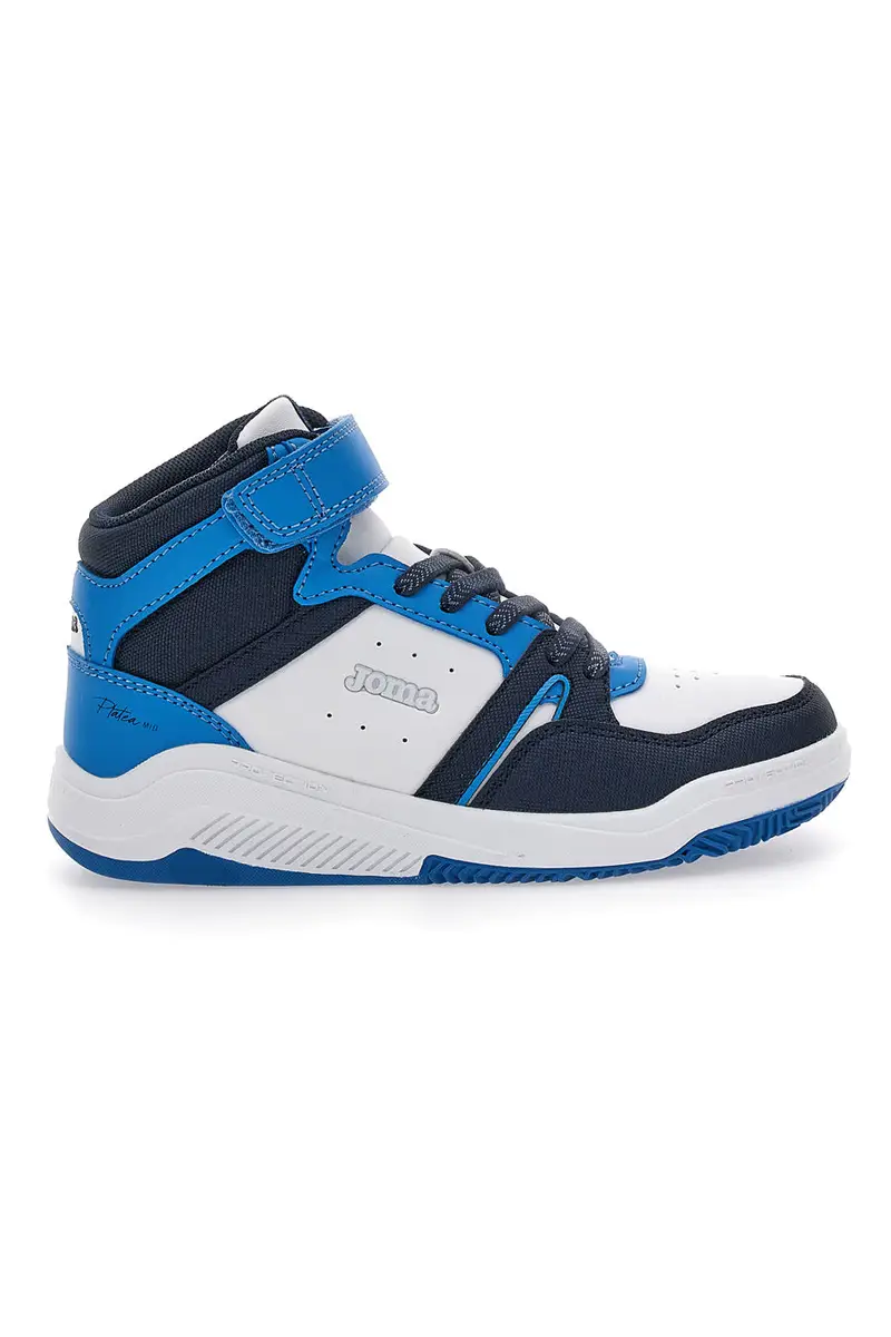 Sneakers bianche e blu mid-cut con chiusura a strappo Joma Platea Mid JR