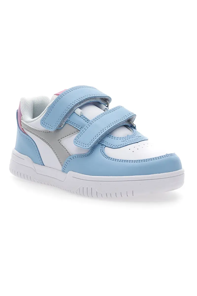 Sneakers Bianche e Celesti con Logo Grigio Diadora Raptor Low Ps miniatura 2